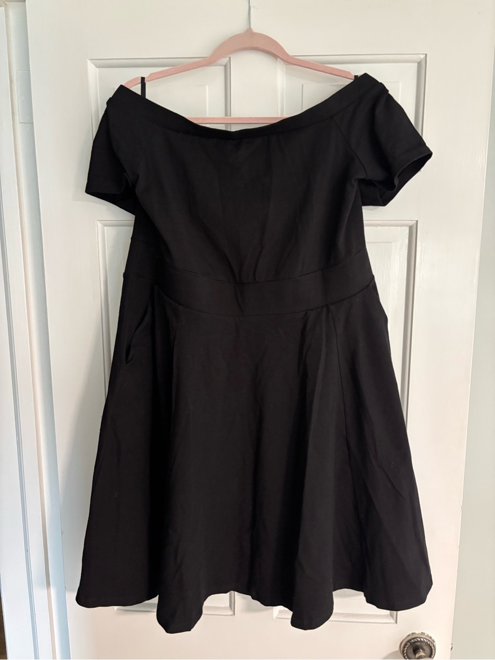 torrid Black Off-Shoulder Fit-and-Flare Dress